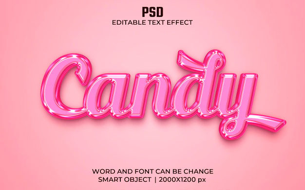 افکت متن 3 بعدی - Candy pink color 3d