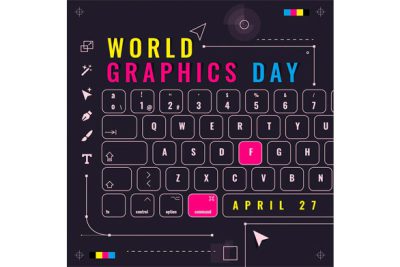 بنر روز جهانی گرافیک - Flat world graphics day