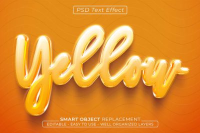 افکت متن براق - Yellow text glossy