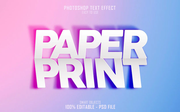 افکت متن 3 بعدی - Paper print 3d text style effect